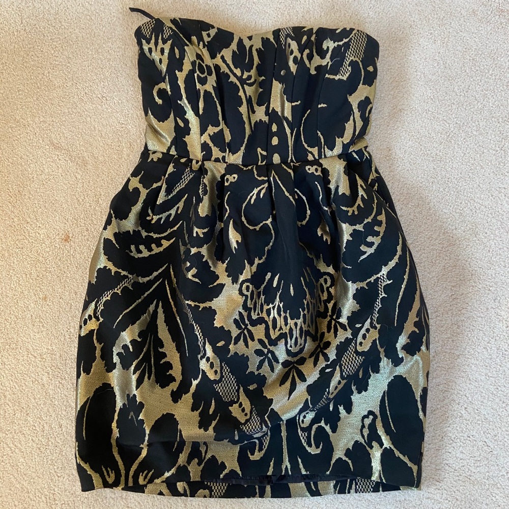 NWT H&M Cocktail Strapless Dress Gold and Black